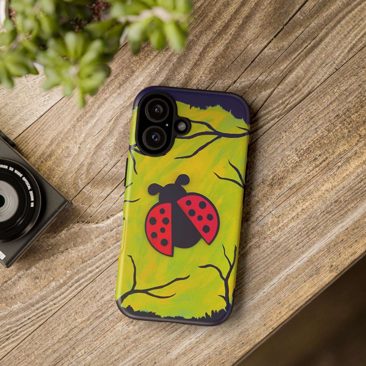 Original Hand Painted 3D Art Ladybug Phone Case — iPhone 16 and 17 Protective Tough Case