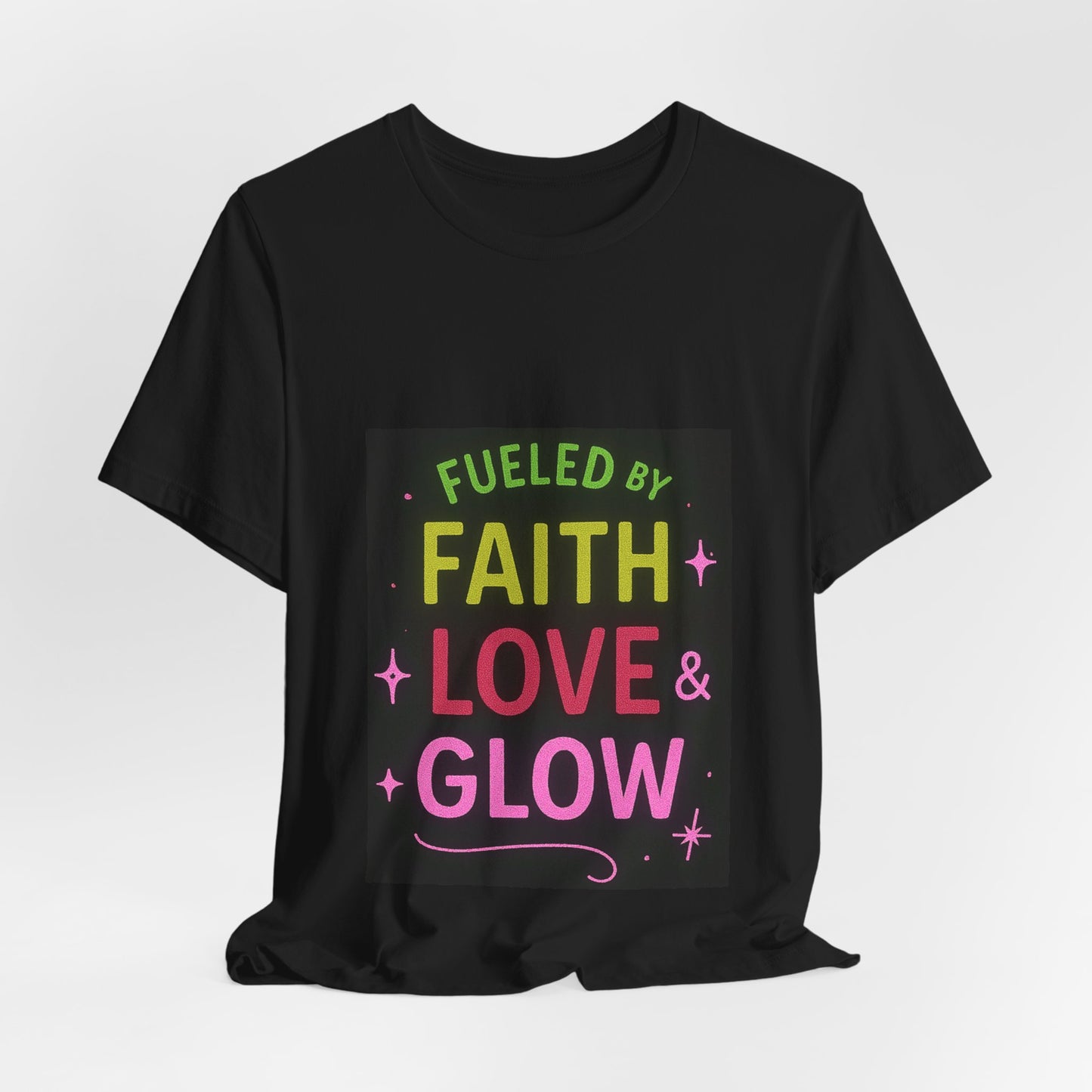 Fueled by Faith Love and Glow - Female Short Sleeve T-Shirt (Black)