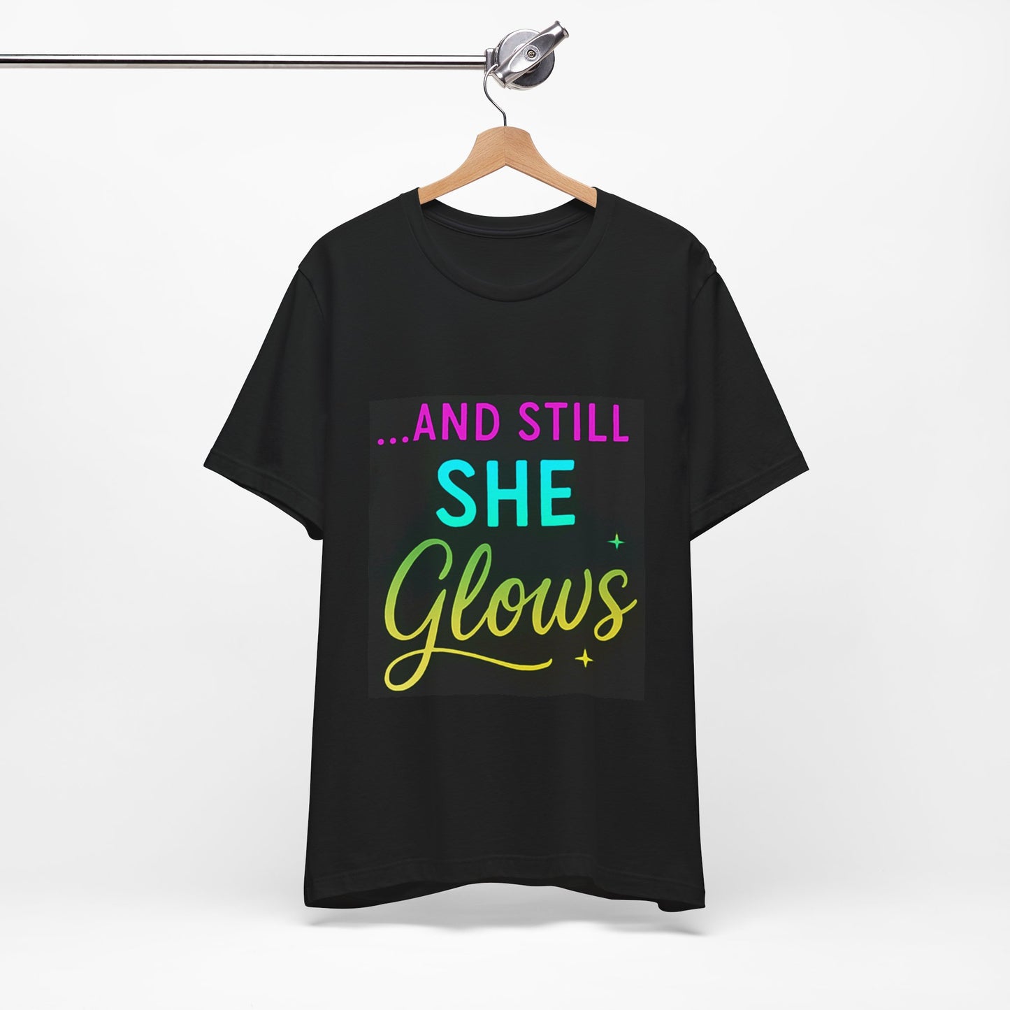 And Still She Glows - Female Short Sleeve T-Shirt (Black)