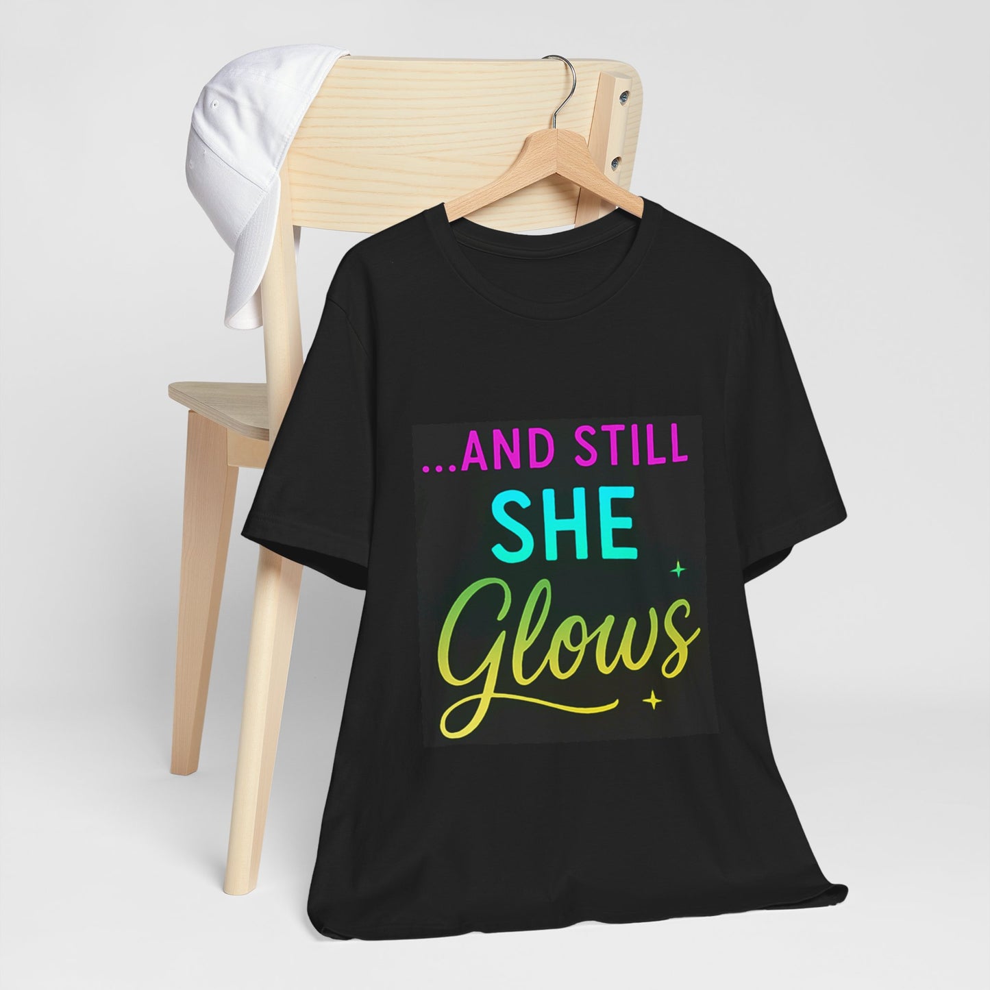 And Still She Glows - Female Short Sleeve T-Shirt (Black)