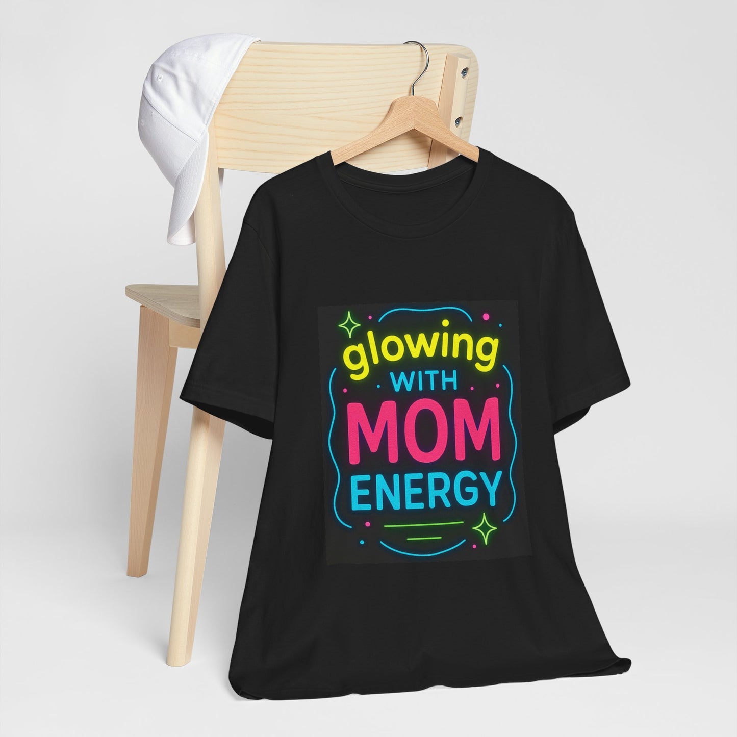 Glowing With Mom Energy - Female Short Sleeve T-Shirt (Black)