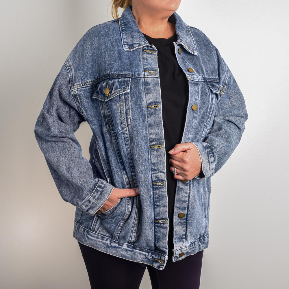 I'm Gonna Have a Good Day - Oversized Women's Denim Jacket