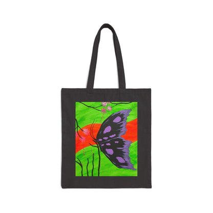 Original Hand Painted Butterfly Canvas Tote Bag - Floral Art Cotton Tote