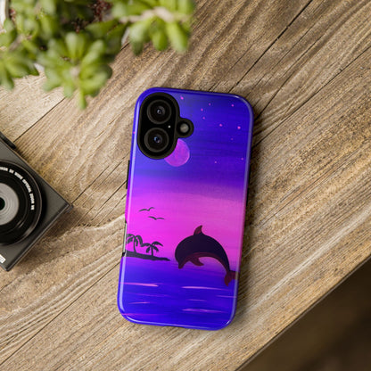 Original Hand Painted Artwork - Dolphin Moon Light  Tough Phone Case — iPhone 16 and 17