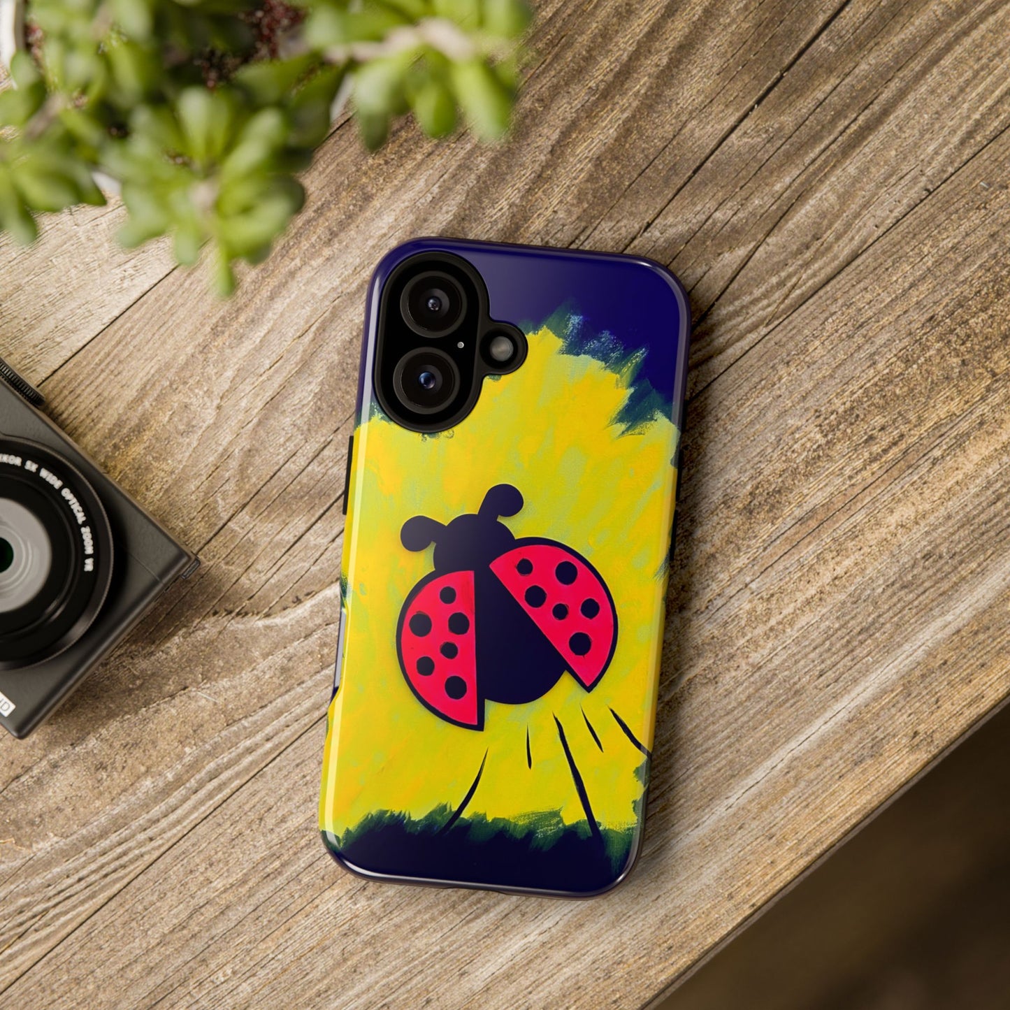 Original Hand Painted 3D Art Ladybug Phone Case — iPhone 16 and 17 Protective Tough Case