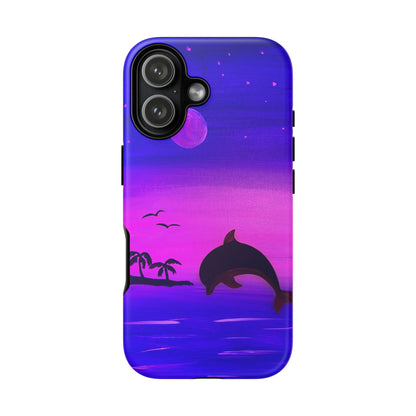 Original Hand Painted Artwork - Dolphin Moon Light  Tough Phone Case — iPhone 16 and 17
