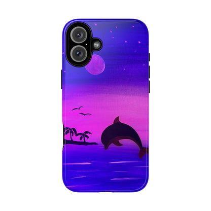 Original Hand Painted Artwork - Dolphin Moon Light  Tough Phone Case — iPhone 16 and 17