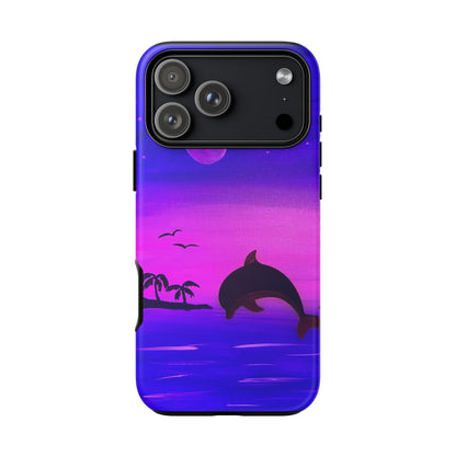 Original Hand Painted Artwork - Dolphin Moon Light  Tough Phone Case — iPhone 16 and 17