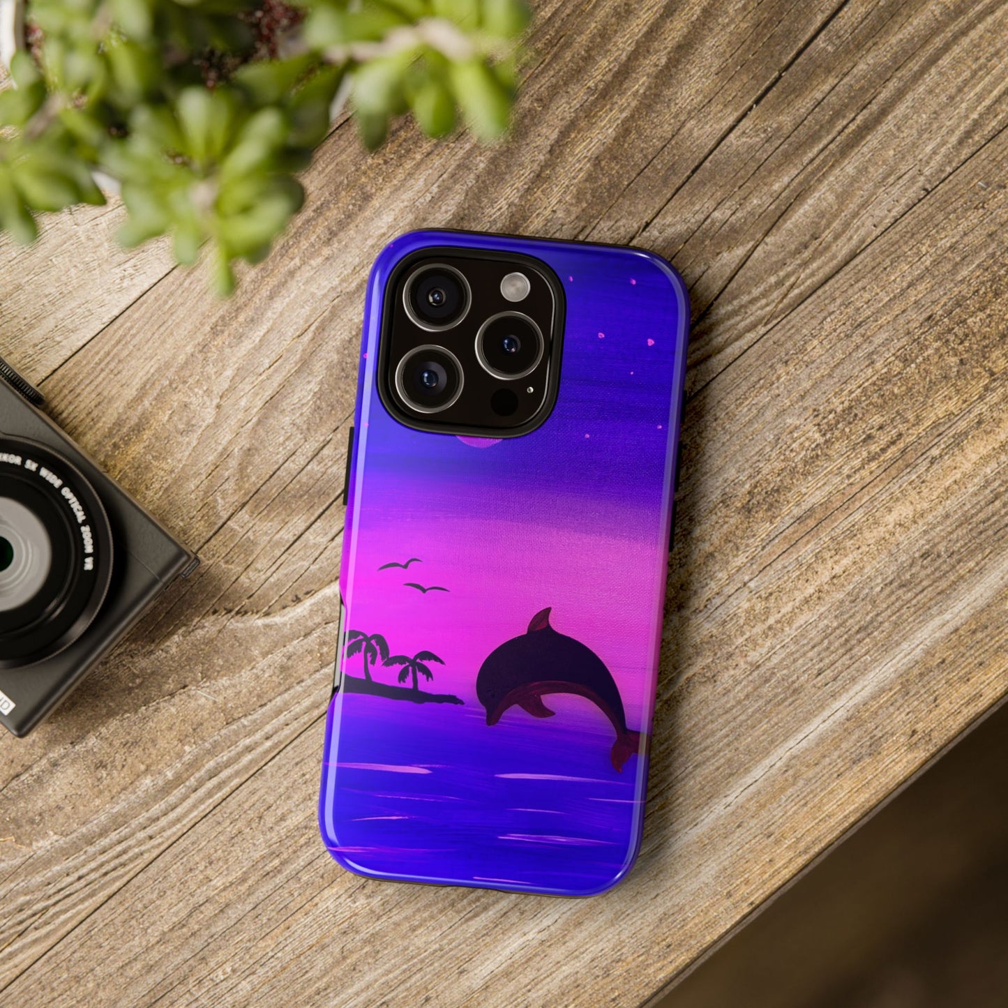 Original Hand Painted Artwork - Dolphin Moon Light  Tough Phone Case — iPhone 16 and 17