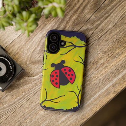 Original Hand Painted 3D Art Ladybug Phone Case — iPhone 16 and 17 Protective Tough Case