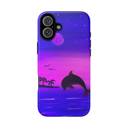 Original Hand Painted Artwork - Dolphin Moon Light  Tough Phone Case — iPhone 16 and 17