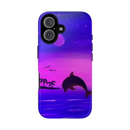 Original Hand Painted Artwork - Dolphin Moon Light  Tough Phone Case — iPhone 16 and 17