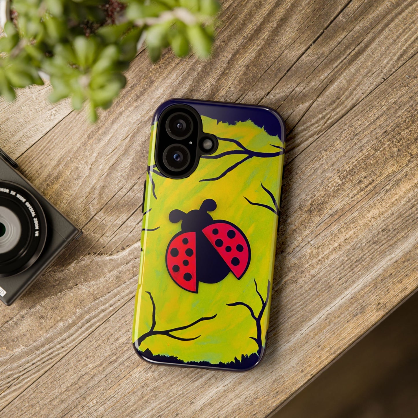 Original Hand Painted 3D Art Ladybug Phone Case — iPhone 16 and 17 Protective Tough Case