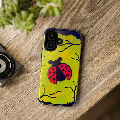 Original Hand Painted 3D Art Ladybug Phone Case — iPhone 16 and 17 Protective Tough Case