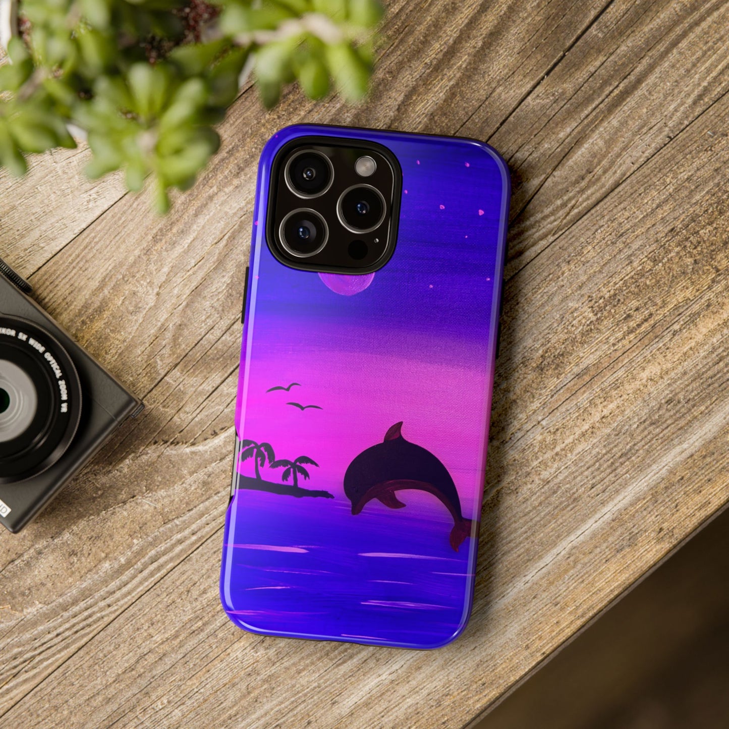 Original Hand Painted Artwork - Dolphin Moon Light  Tough Phone Case — iPhone 16 and 17