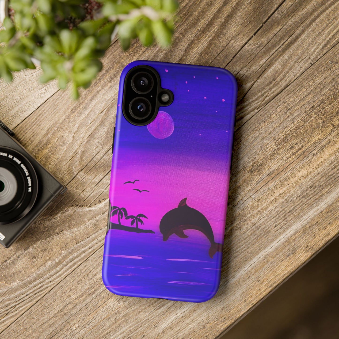 Original Hand Painted Artwork - Dolphin Moon Light  Tough Phone Case — iPhone 16 and 17