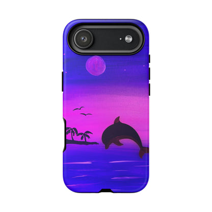 Original Hand Painted Artwork - Dolphin Moon Light  Tough Phone Case — iPhone 16 and 17