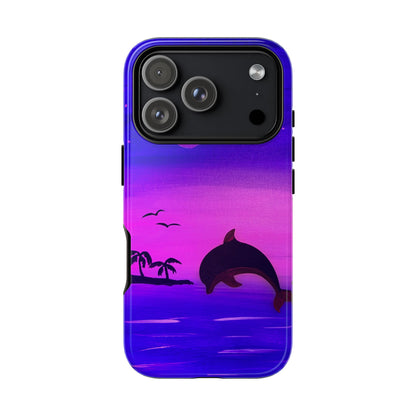 Original Hand Painted Artwork - Dolphin Moon Light  Tough Phone Case — iPhone 16 and 17