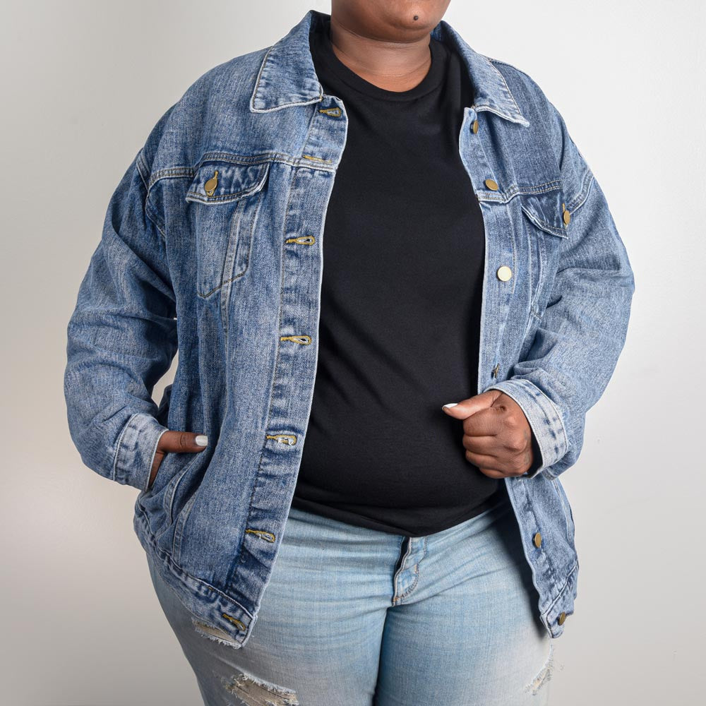 Plus size denim shops jacket oversized