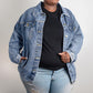 See No Hate, Hear No Hate and Speak No Hate - Oversized Women's Denim Jacket